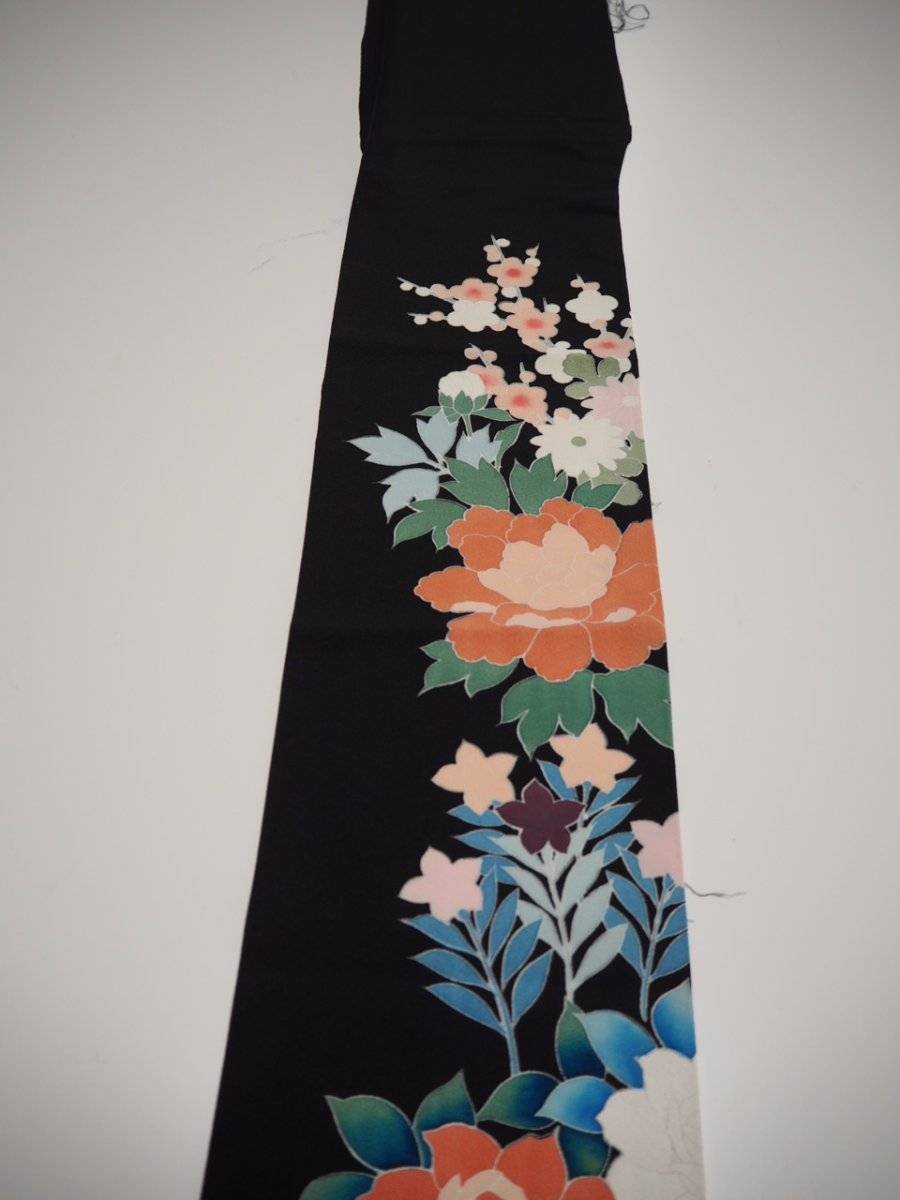 @@Vintage/Japanese tomesode kimono silk fabric/ floral E874