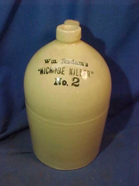 19thc STONEWARE 12" JUG For William RADAMS MICROBE KILLER No 2