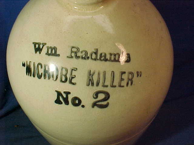 19thc STONEWARE 12" JUG For William RADAMS MICROBE KILLER No 2