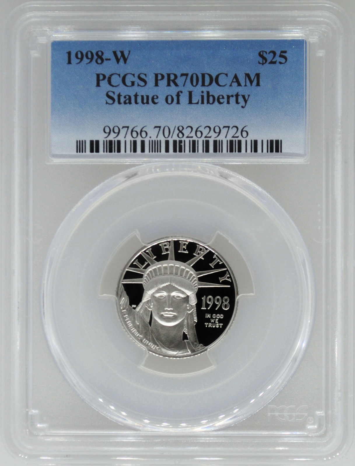 1998-W PCGS PR70 1/4 oz Proof Platinum Eagle $25