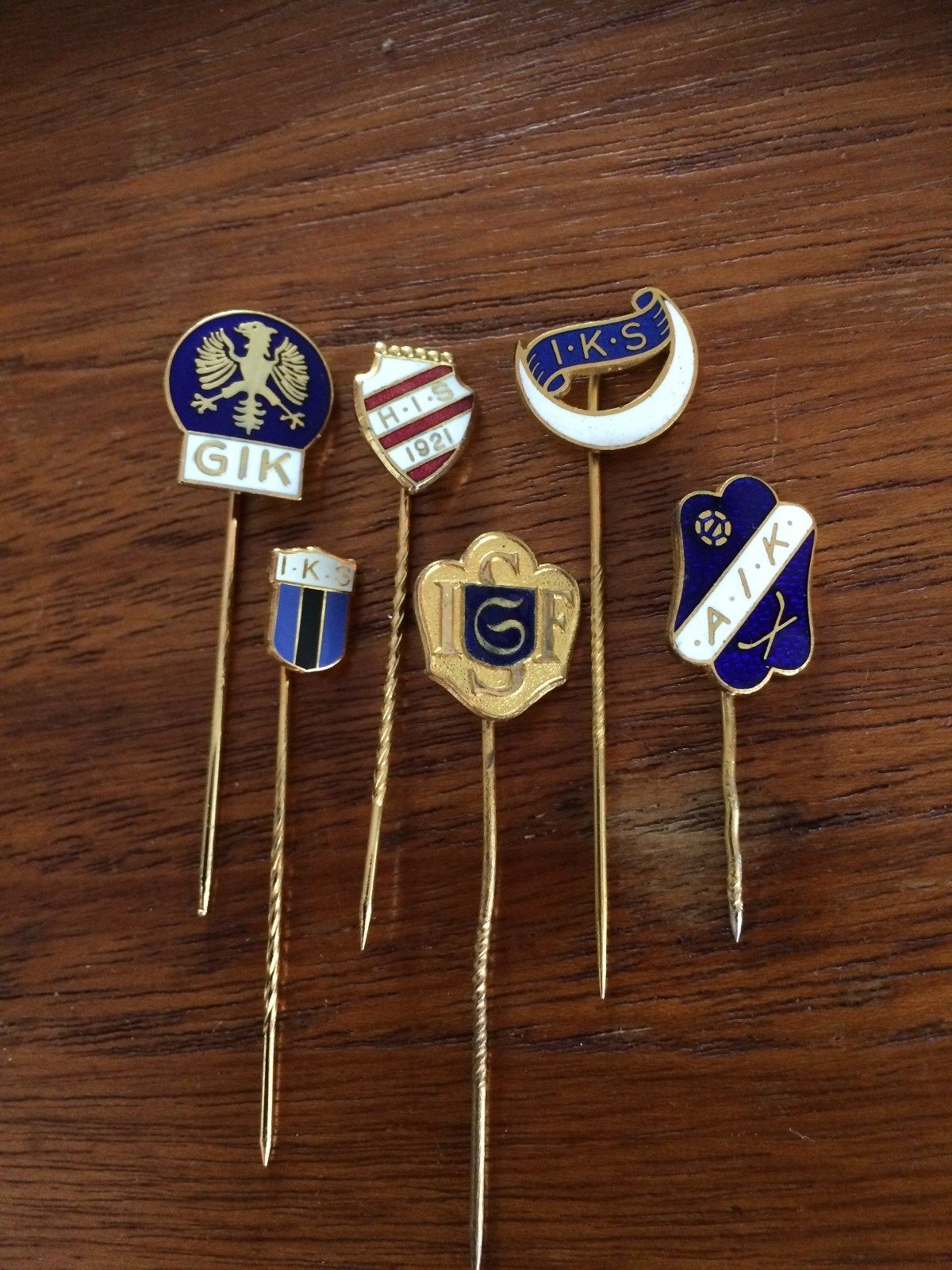 SIX SWEDISH SPORT CLUB PINS ENAMEL SWEDEN