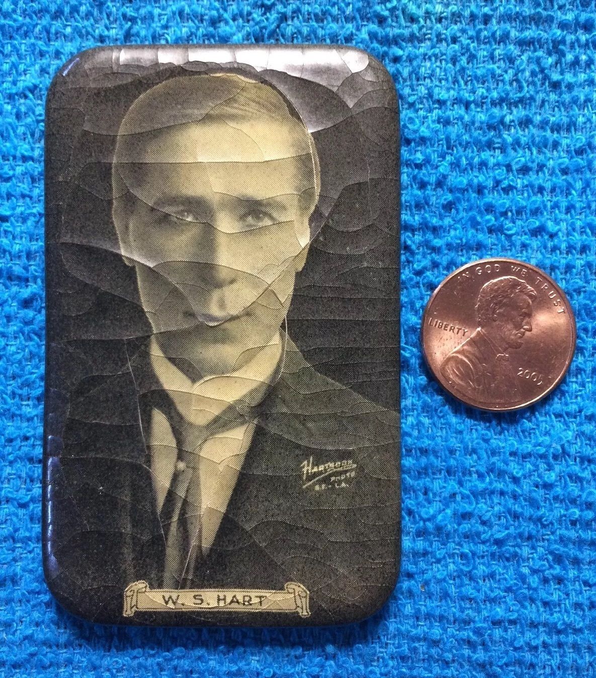 Vintage Celluloid Purse Pocket Mirror Silent Movie Star William S. Hart Photo