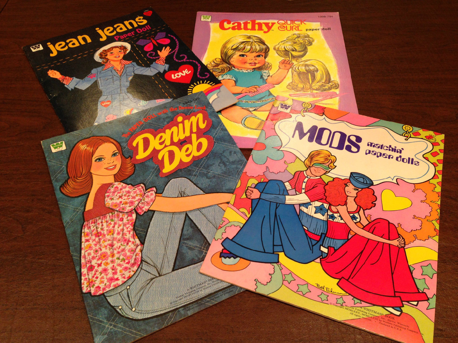 Lot of 4 VINTAGE 1970's New/Unused WHITMAN PAPER DOLL DRESS-UP DOLLS Books