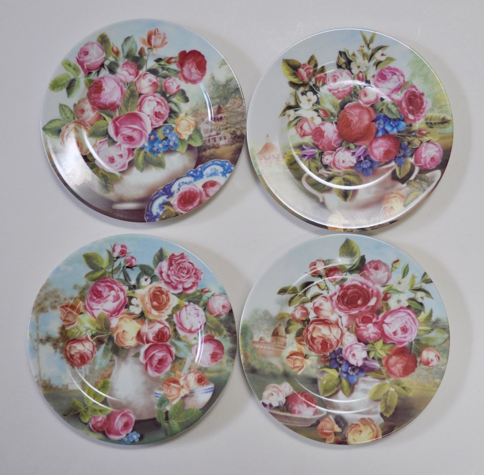 Beautiful Limoges French Home Floral Rose Plates Set of 4