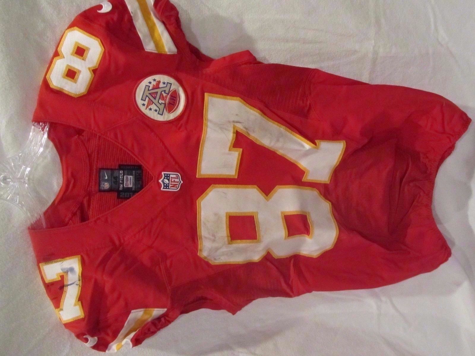 Travis Kelce KC Chiefs Game Used & Autographed Home Jersey (Oct. 11, 2015) - PSA