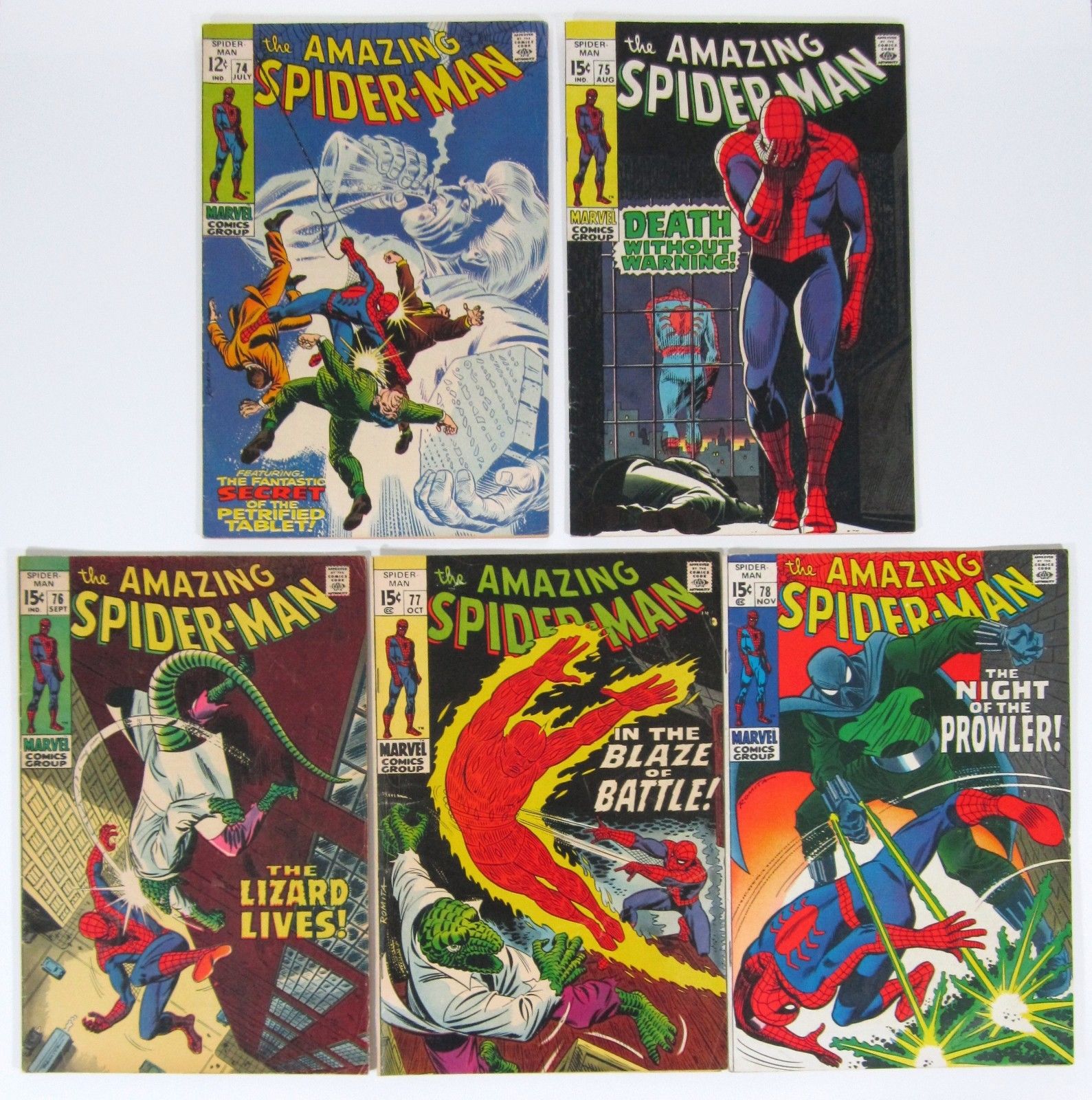 Amazing Spider-Man 74 75 76 77 78 Silver Age Run Marvel Comics FN to VF Range