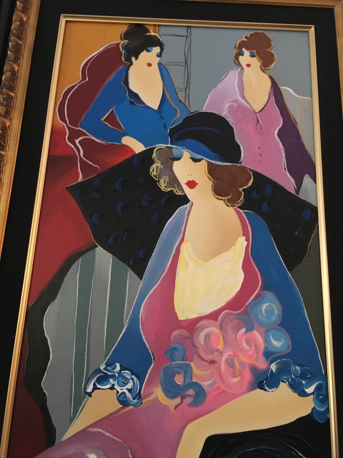 Itzchak Tarkay Three At Noon Large Canvas