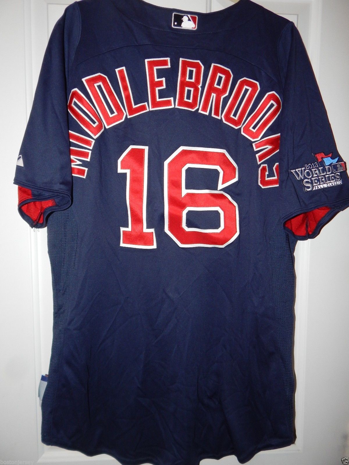 2013 Boston Red Sox Game Used Worn Road BP World Series Jersey # 16 MIDDLEBROOKS