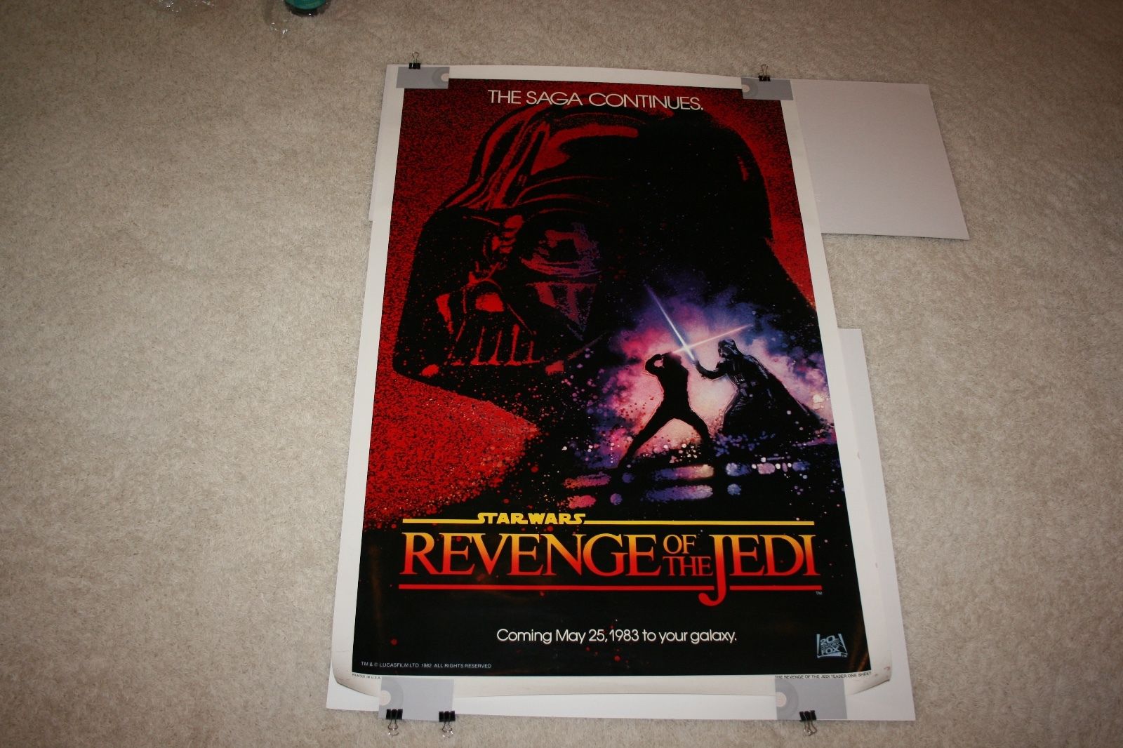 REVENGE OF THE JEDI  Original Rolled One Sheet  Star Wars Date ORIG CLUB MAILER