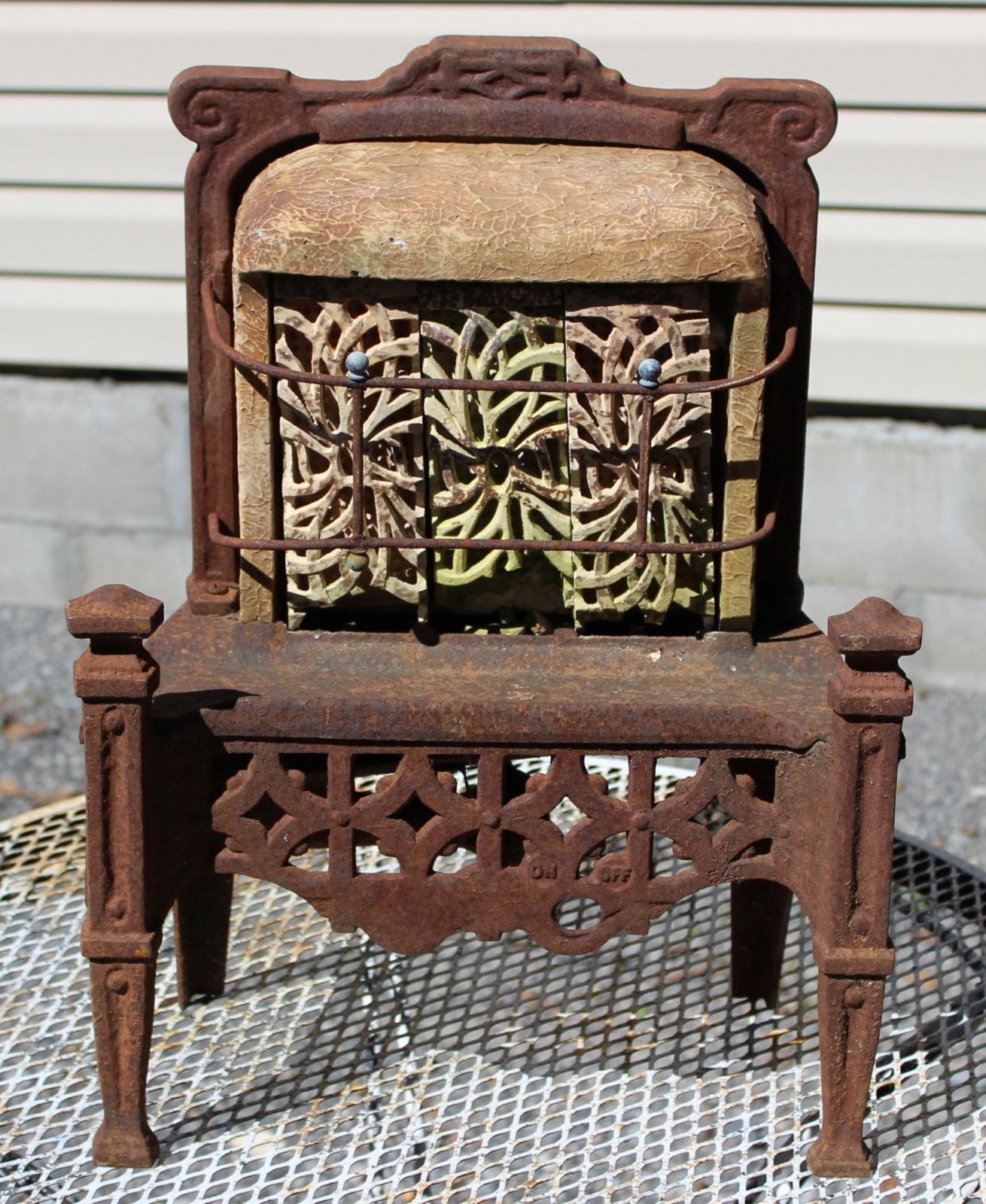 Vintage Antique Gas Space Heater Ornate Cast Iron Architectural Salvage Cahill