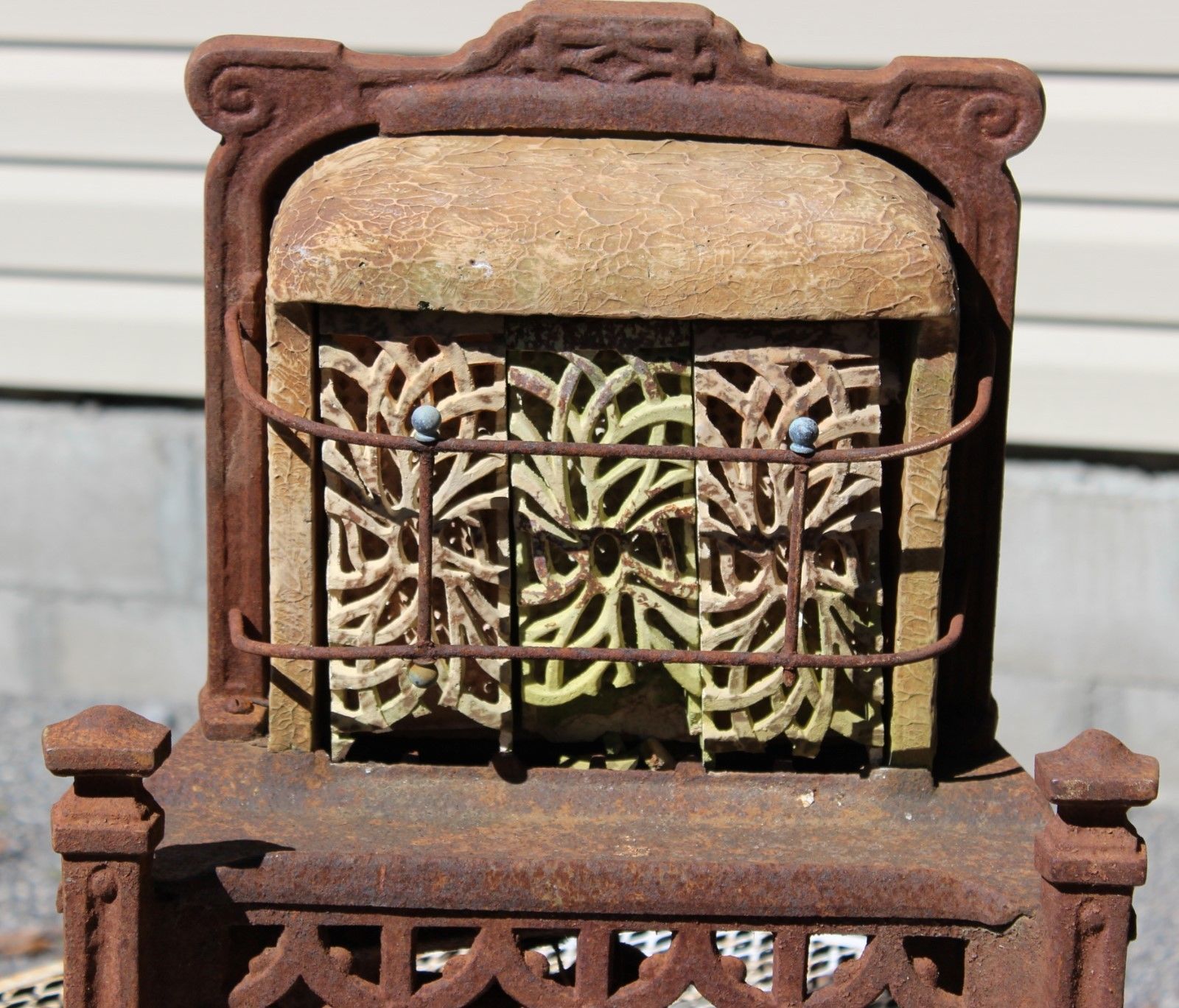 Vintage Antique Gas Space Heater Ornate Cast Iron Architectural Salvage Cahill