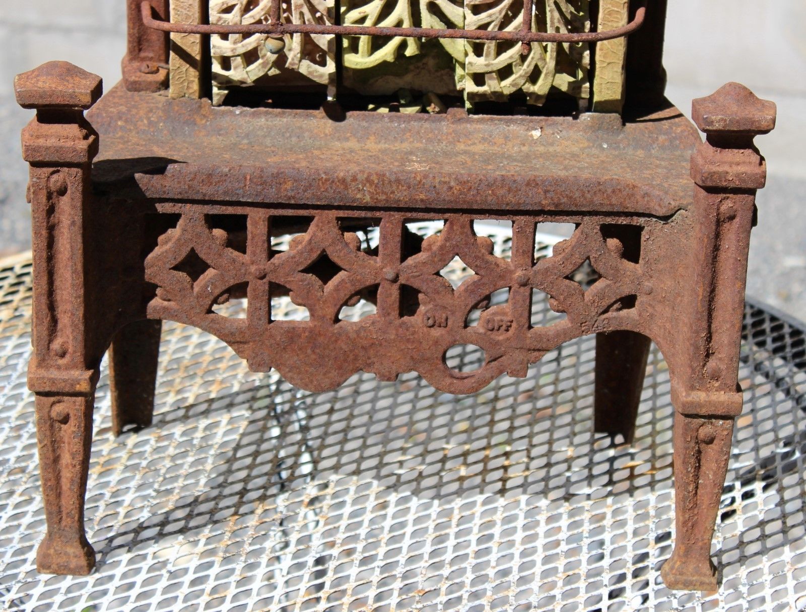 Vintage Antique Gas Space Heater Ornate Cast Iron Architectural Salvage Cahill