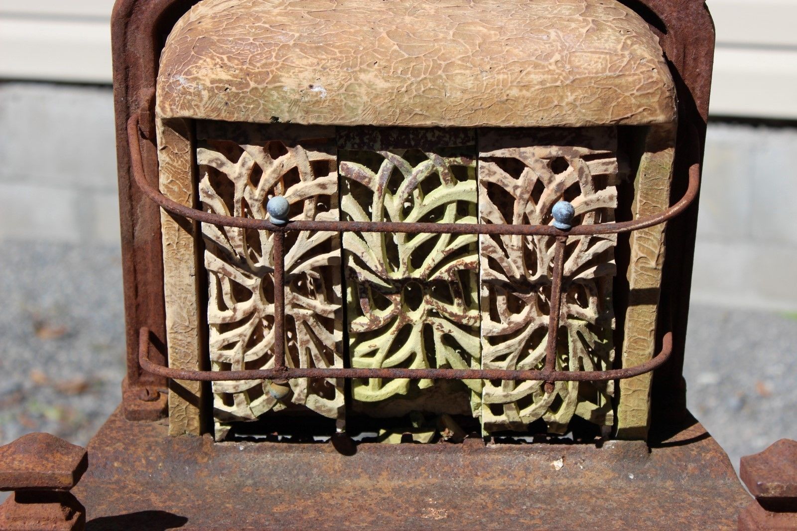 Vintage Antique Gas Space Heater Ornate Cast Iron Architectural Salvage Cahill