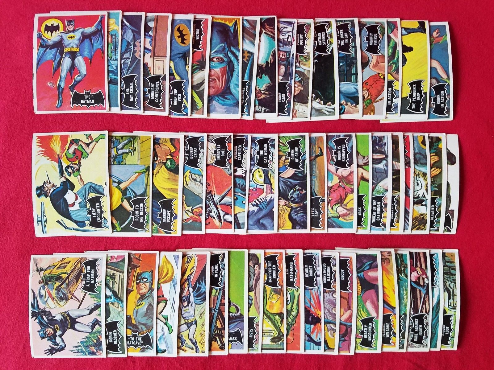 1966 Topps Batman Trading Cards Lot, COMPLETE Set! #1 (Black Bat), Joker DC