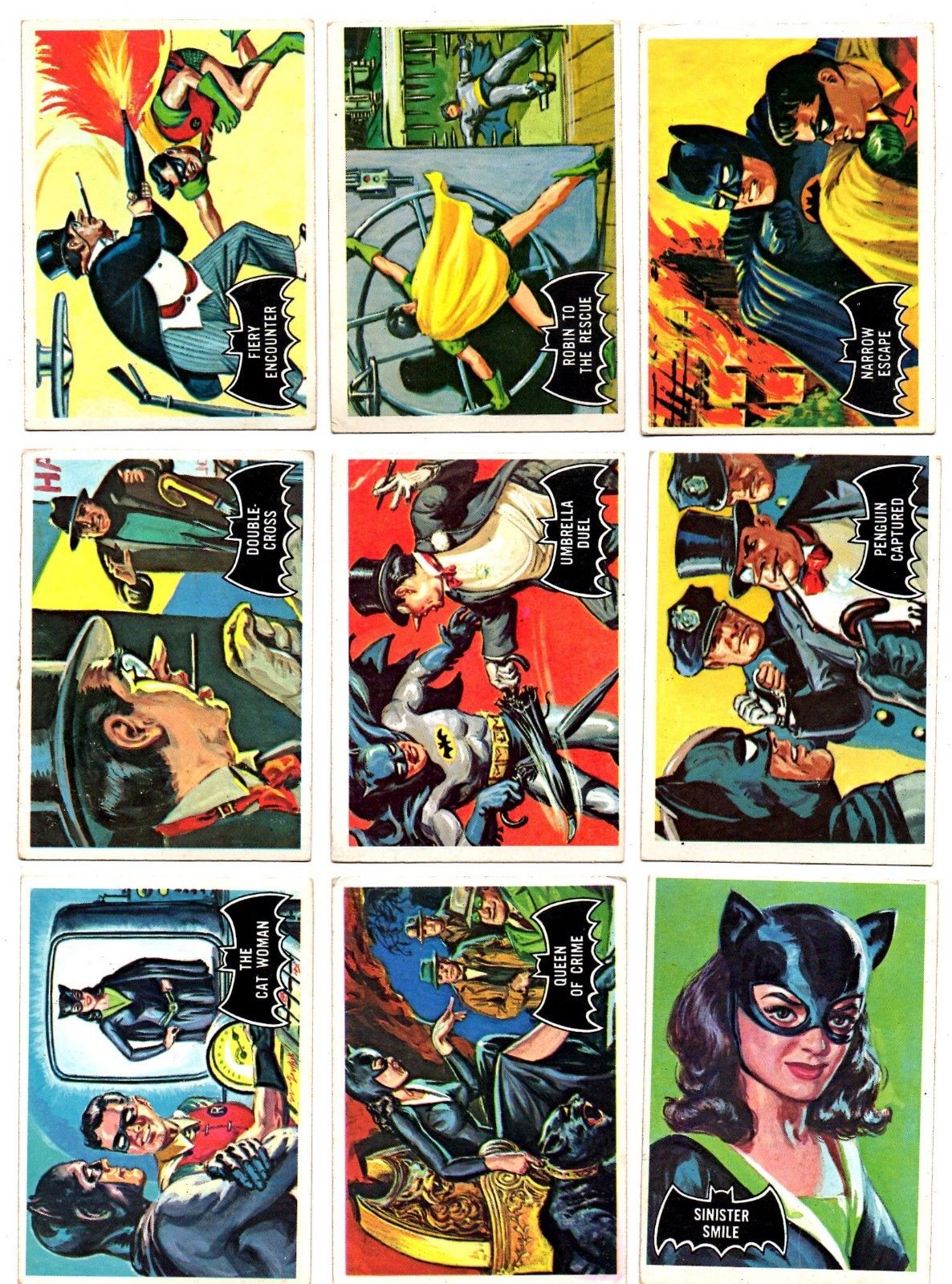 1966 Topps Batman Trading Cards Lot, COMPLETE Set! #1 (Black Bat), Joker DC