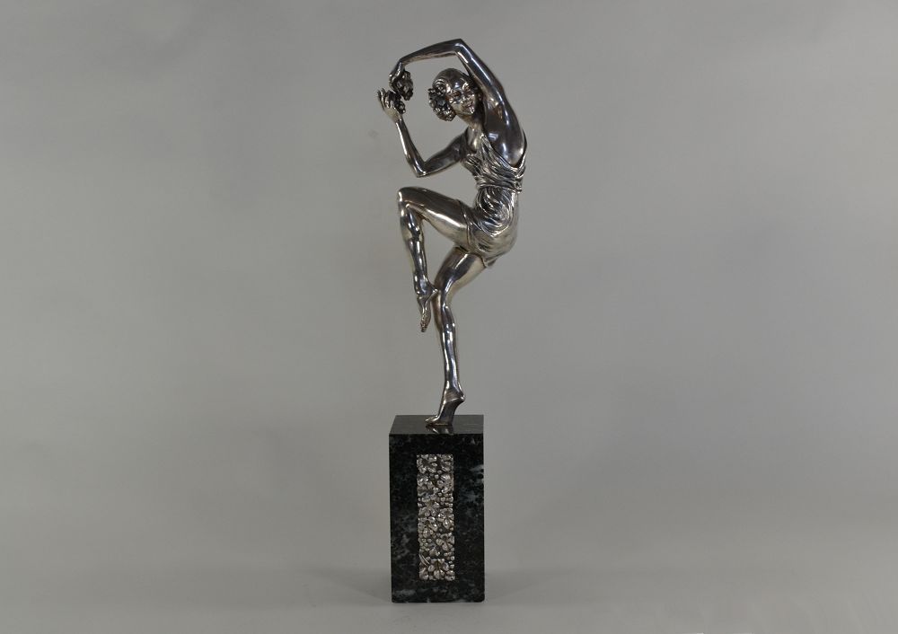 Pierre LE FAGUAYS Art Deco silver plated bronze sculpture genuine 1930