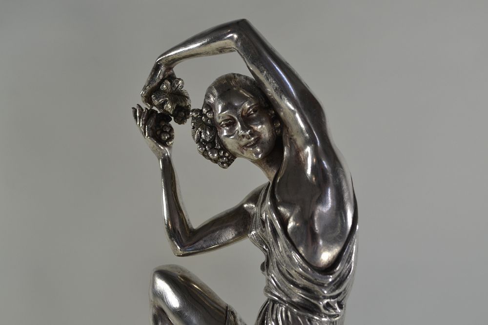 Pierre LE FAGUAYS Art Deco silver plated bronze sculpture genuine 1930