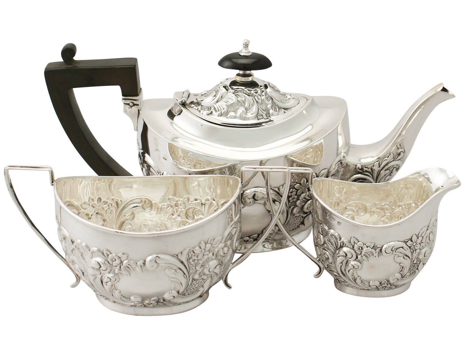 Sterling Silver Three Piece Tea Set - Antique Victorian