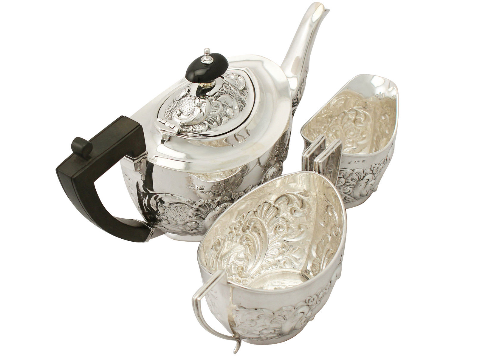 Sterling Silver Three Piece Tea Set - Antique Victorian