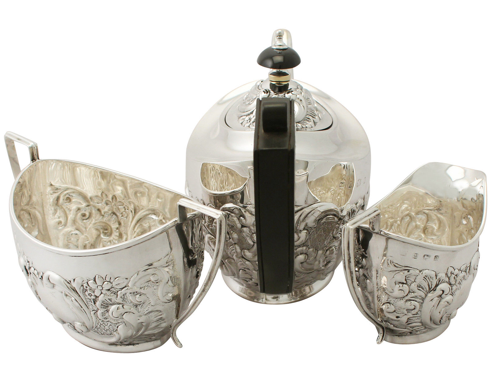 Sterling Silver Three Piece Tea Set - Antique Victorian