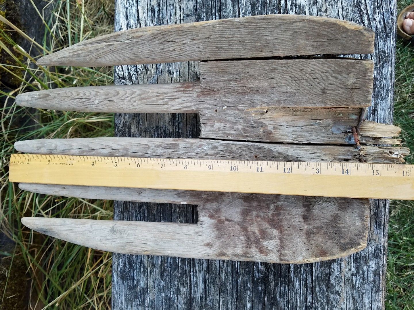 vintage wood rake spoon huge large weathered primitive decoration funky country