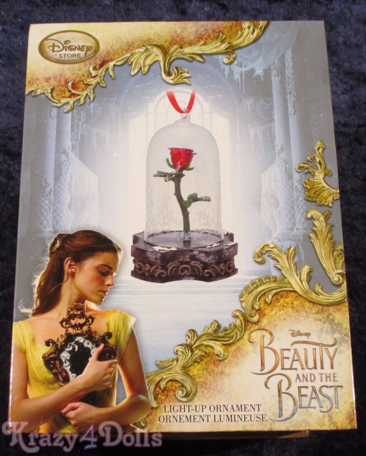 Disney Beauty and the Beast Live Action Film Light- up Rose Ornament NEW!