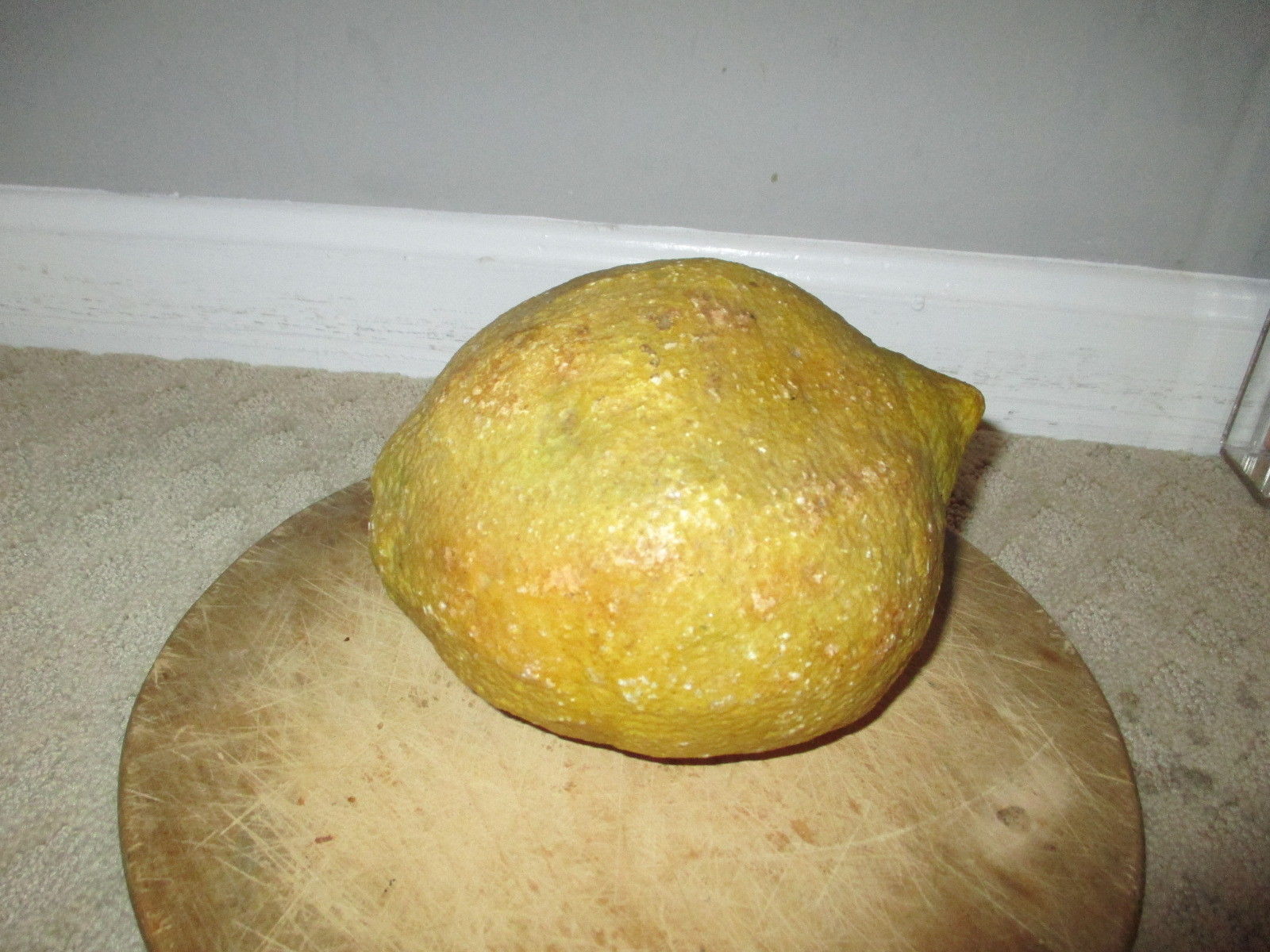 Early Antique Italian Alabaster Stone Fruit Marble Oversized Lemon Great Patina