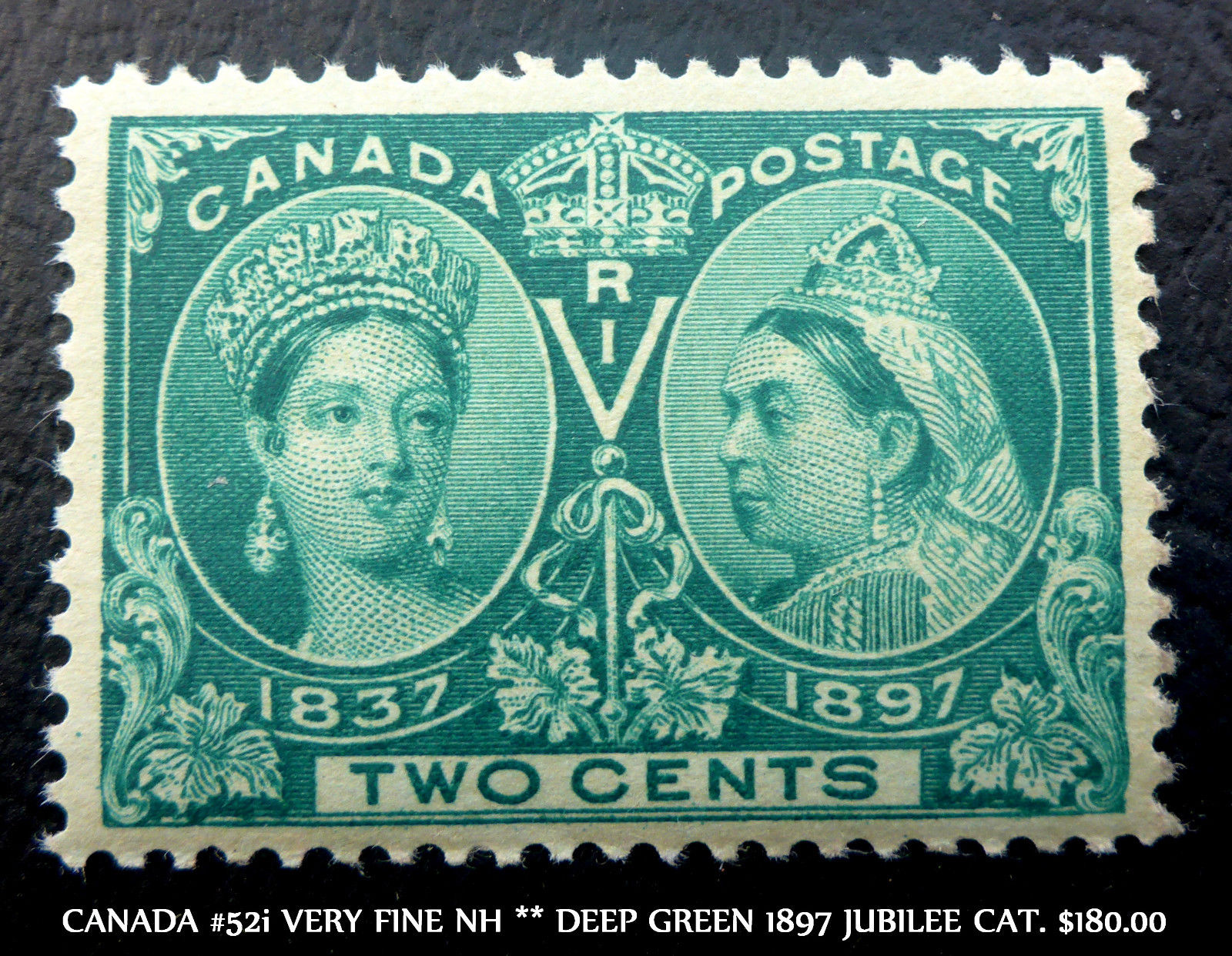 CANADA #52i VF mint NH**DARK GREEN P.O. FRESH CAT.$180 JUBILEE ISSUE