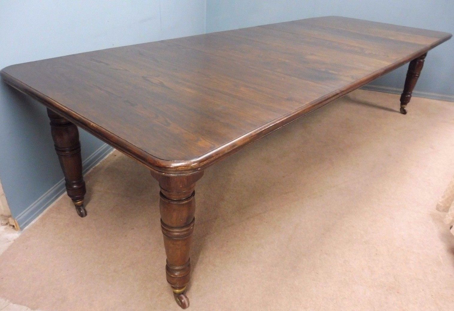 LARGE  ANTIQUE VICTORIAN  OAK WIND OUT DINING TABLE SEATS 10-12 CIRCA 1880