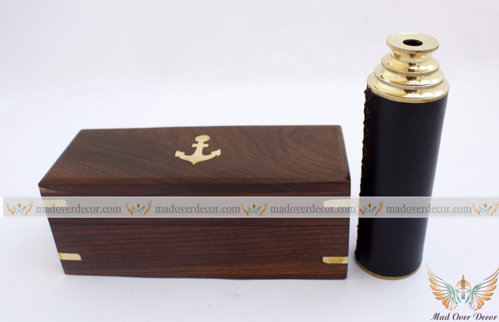 PIRATE CAPTAIN SPYGLASS SPYWARE BRASS SCOPE NAUTICAL TELESCOPE LEATHER WOODEN