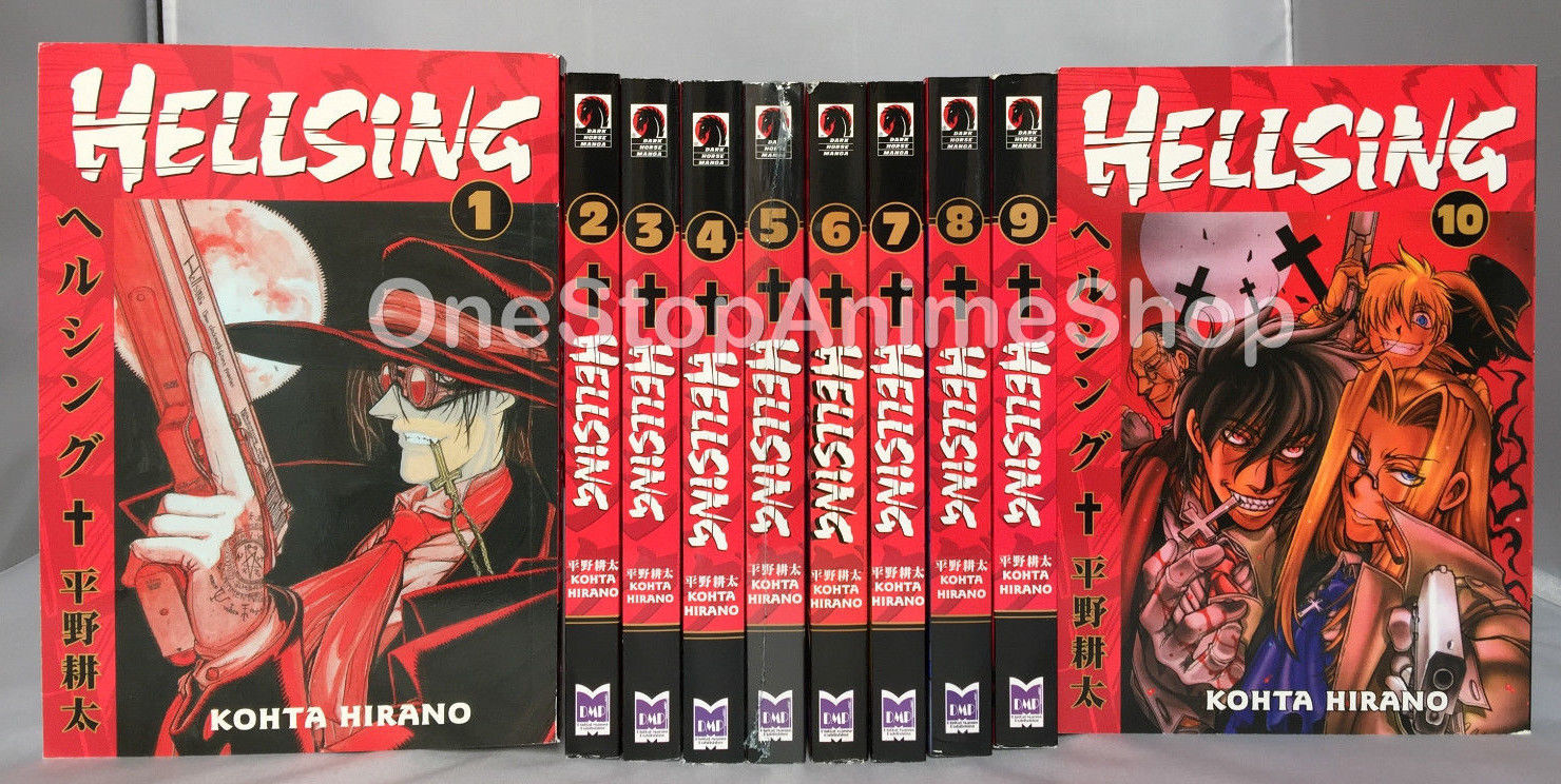 Hellsing Volumes 1-10 english paperback manga set OOP complete retired series