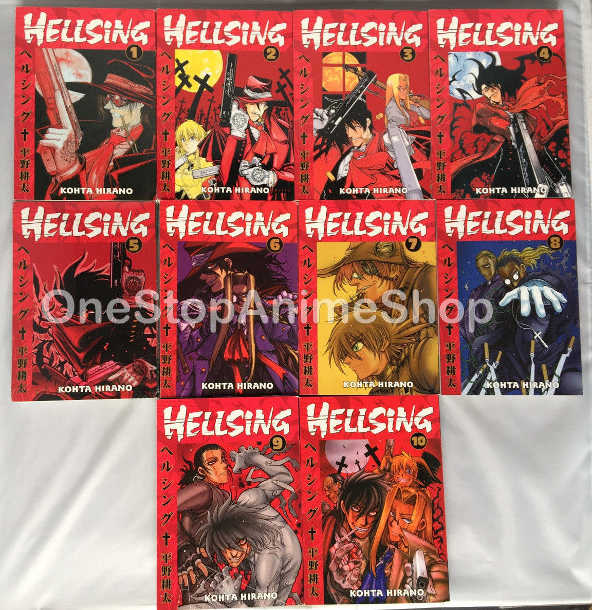 Hellsing Volumes 1-10 english paperback manga set OOP complete retired series