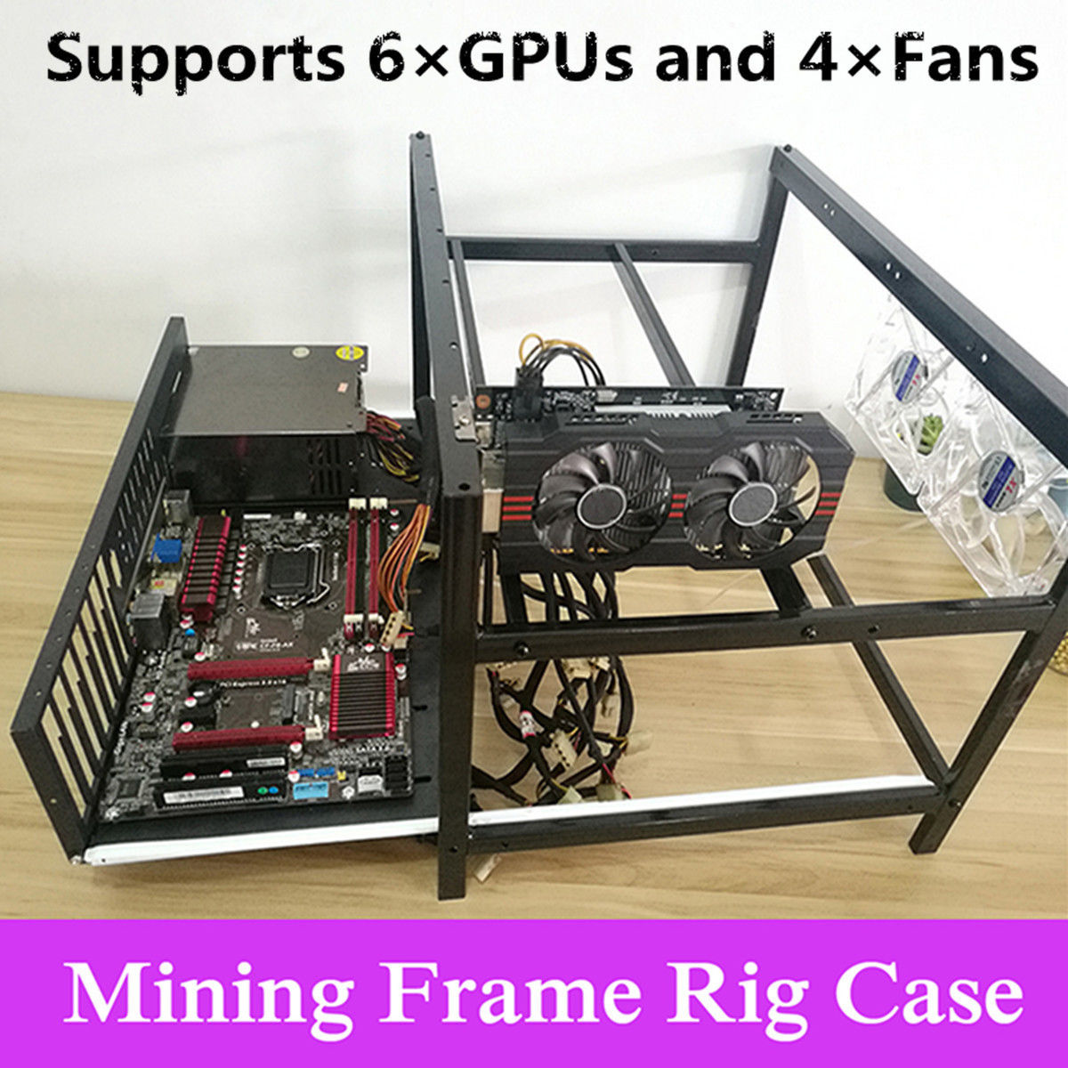 Crypto Coin Open Air Mining Miner Frame Rig Case For 6 GPU ETH BTC Ethereum DIY