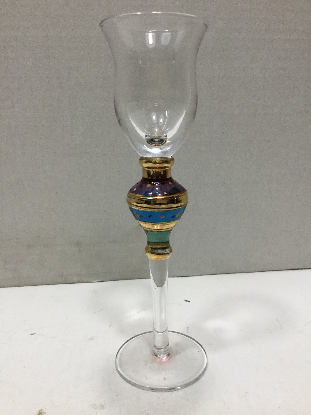 Vintage Set of 4 Cordial Glasses With Colored Glass
