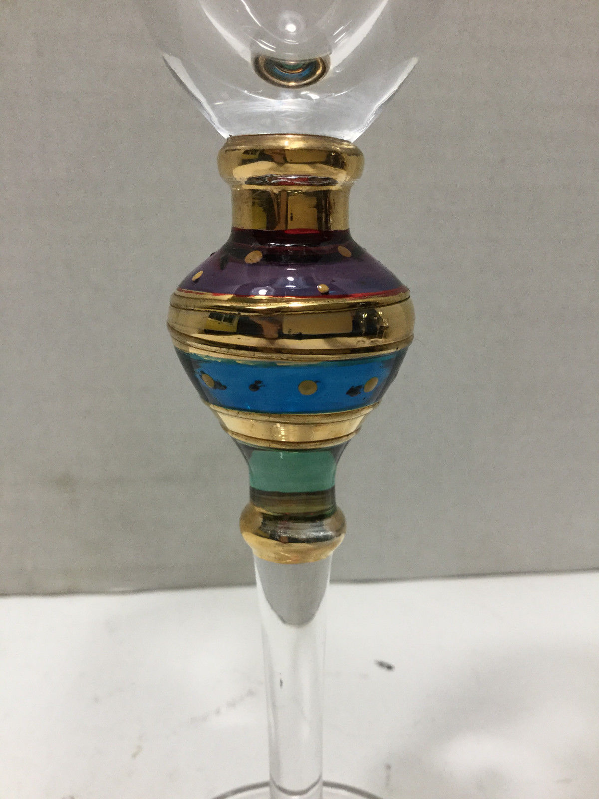 Vintage Set of 4 Cordial Glasses With Colored Glass