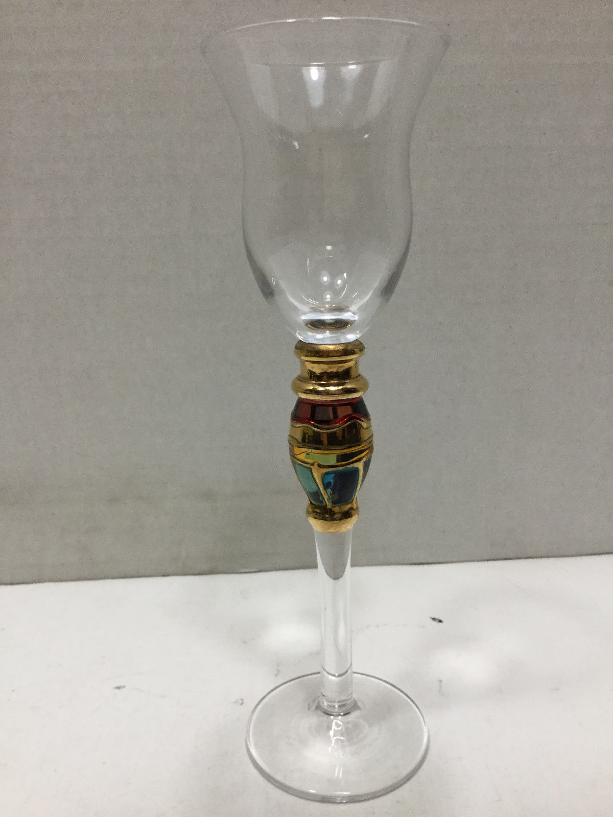 Vintage Set of 4 Cordial Glasses With Colored Glass