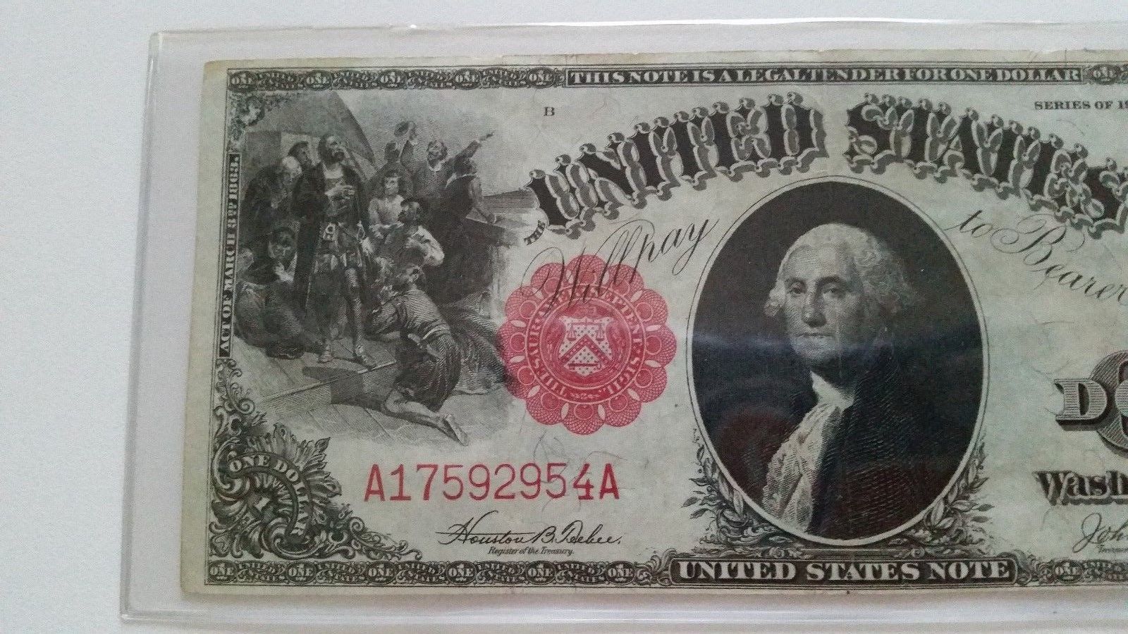 1917 $1 Dollar Bill Red Seal US Currency Large size Note