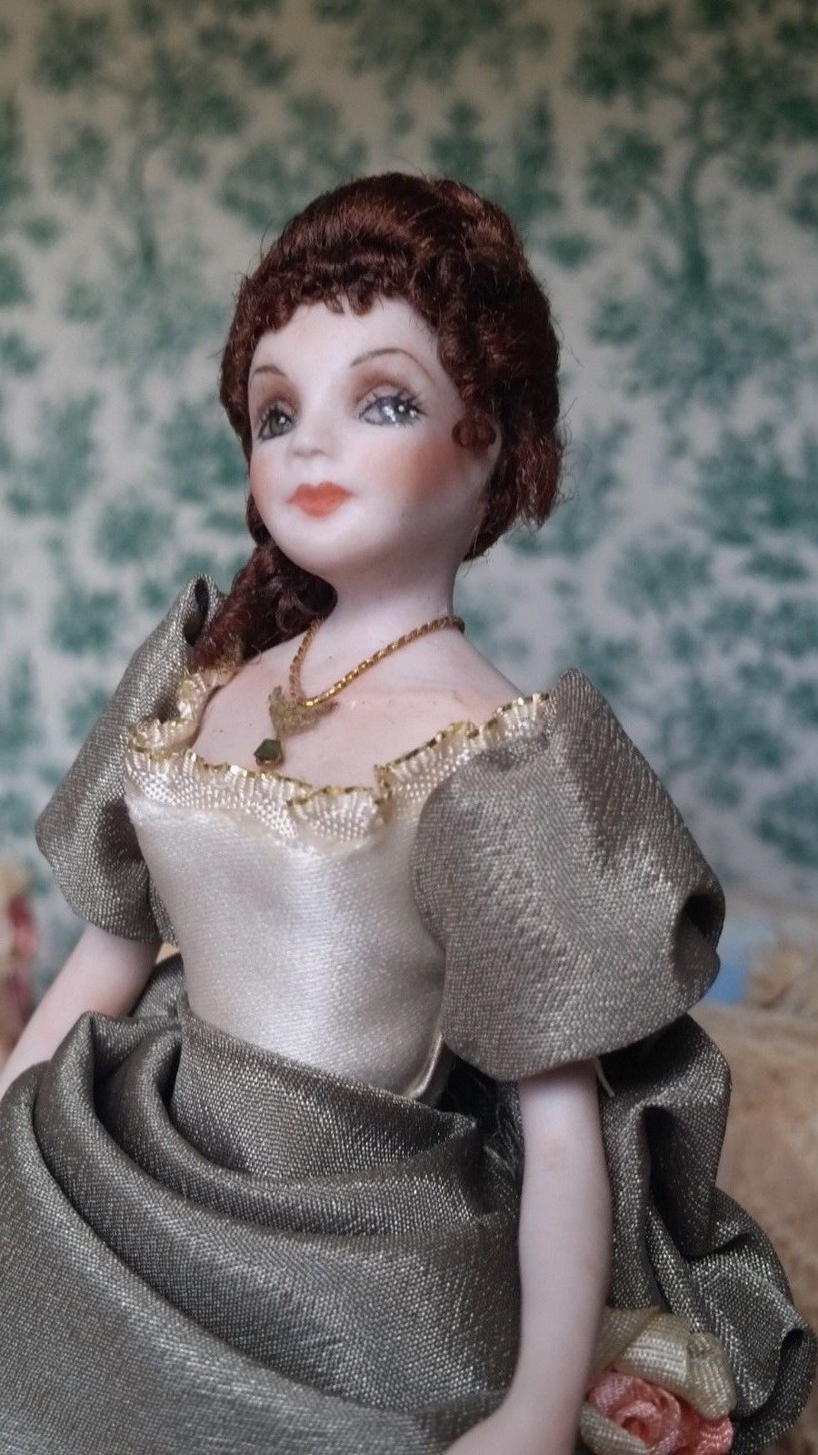 Dollhouse Miniature Artisan Lilli Ann Hamilton Porcelain Doll 1:12