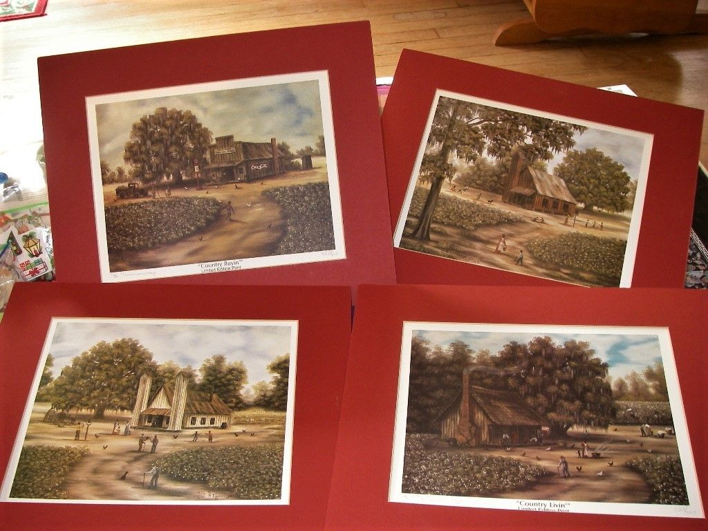 Beth Cummings Folk Art Prints signed and number - lot of 4 - 8 3/4 x 11 inches