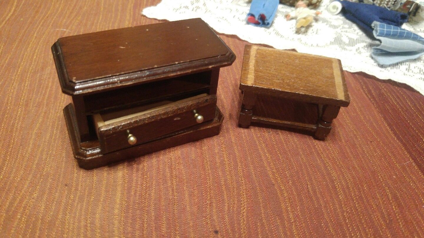 vintage plastic wire doll wood furniture lot