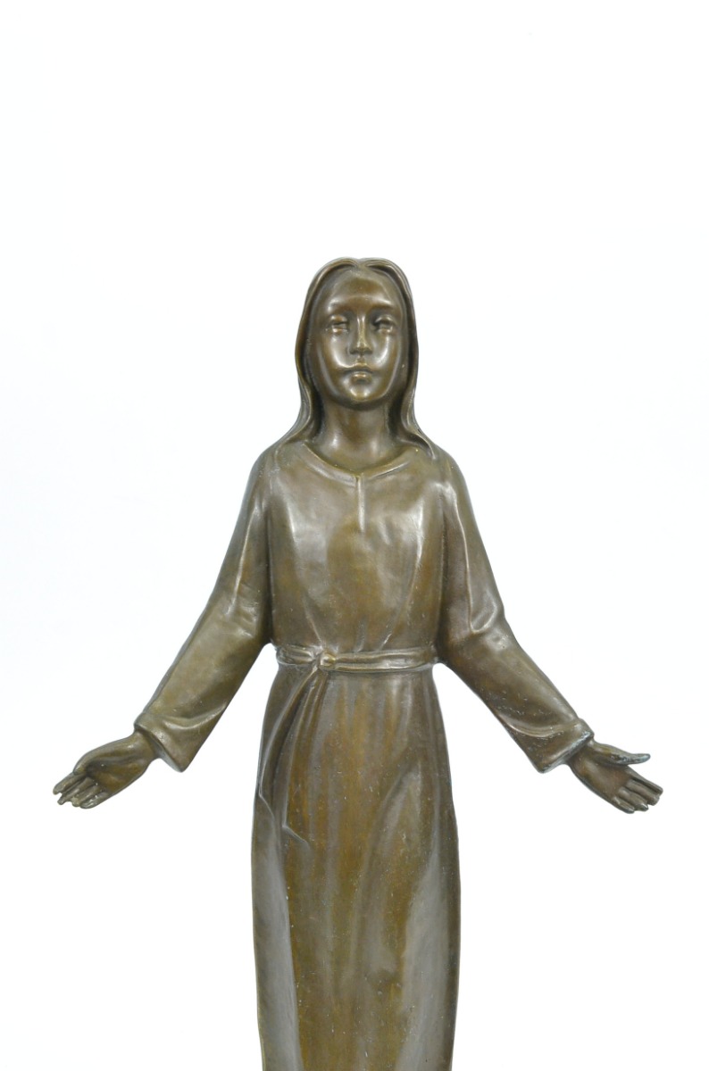 Western Marble Art Jesus And Holy Goddess Art Figurine Bronze Sculpture Statue G