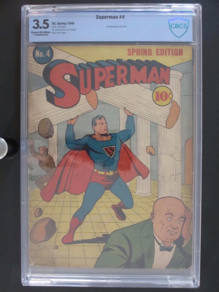 Superman #4 - CBCS 3.5 VG- DC 1940 - 2nd App of Lex Luthor - Golden Age!!!