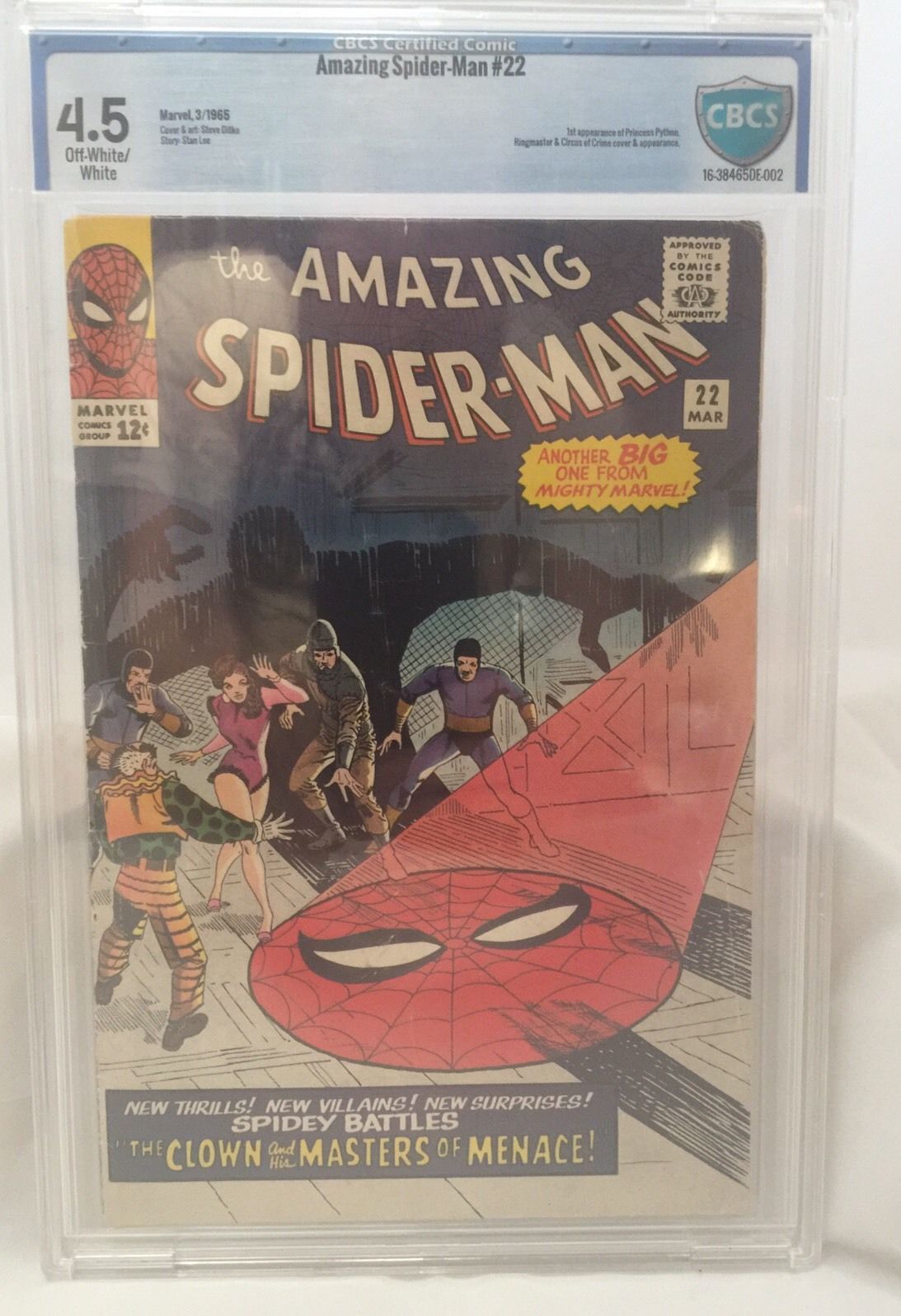 1965 AMAZING SPIDER MAN ISSUE #22 COMIC BOOK GRADED 4.5 Ditko Cover