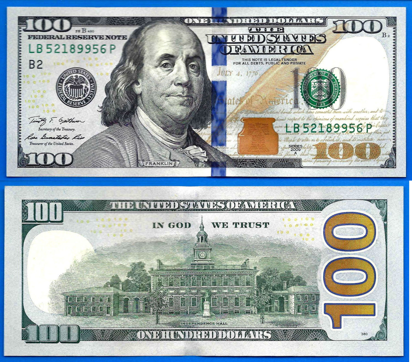 USA 100 Dollars 2009 A (2013) UNC Mint New York B2 Suffix P US United States