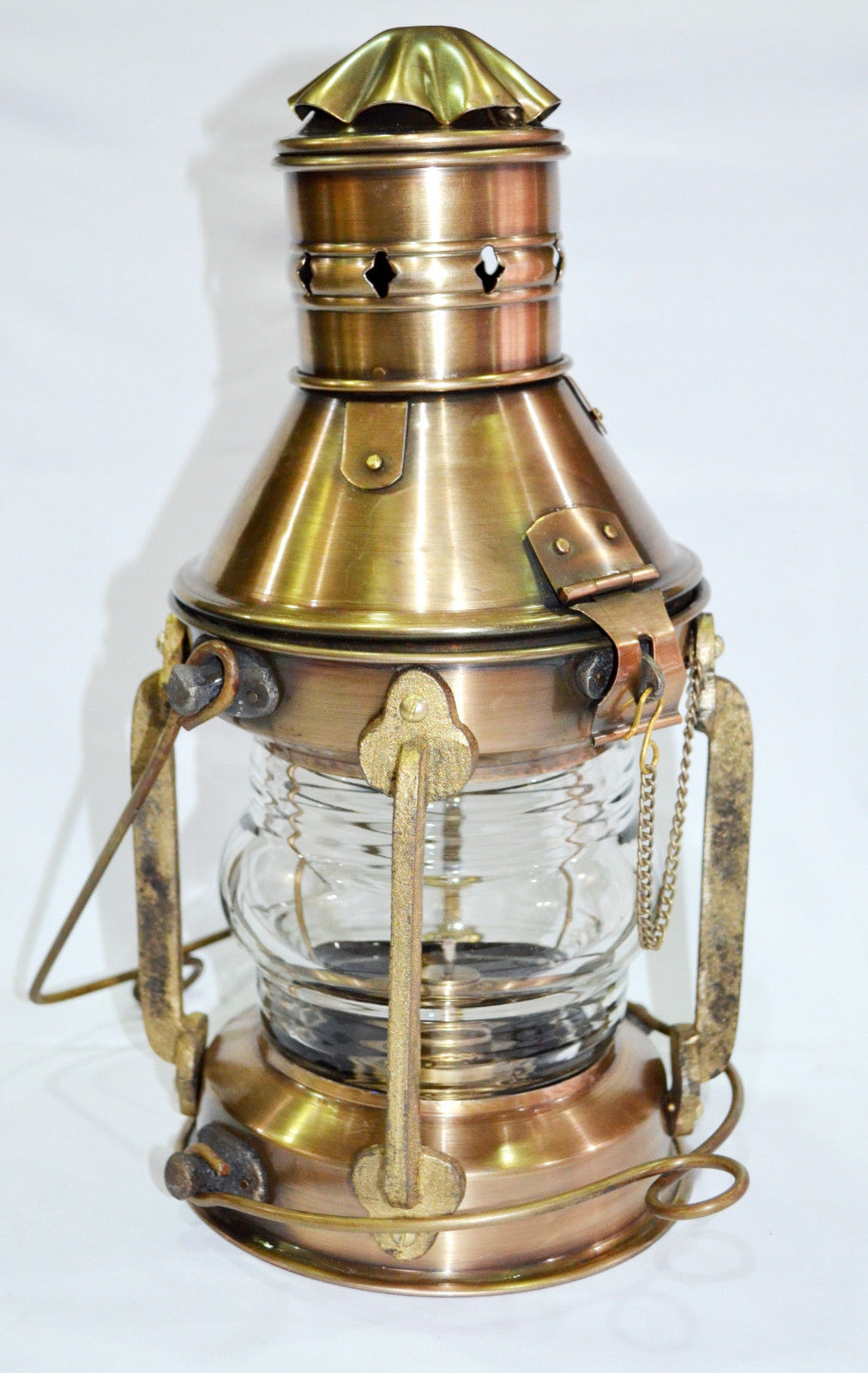 15" ANTIQUE BRASS LIGHTHOUSE LANTERN SHIP LAMP MARITIME NAUTICAL HOME DECOR