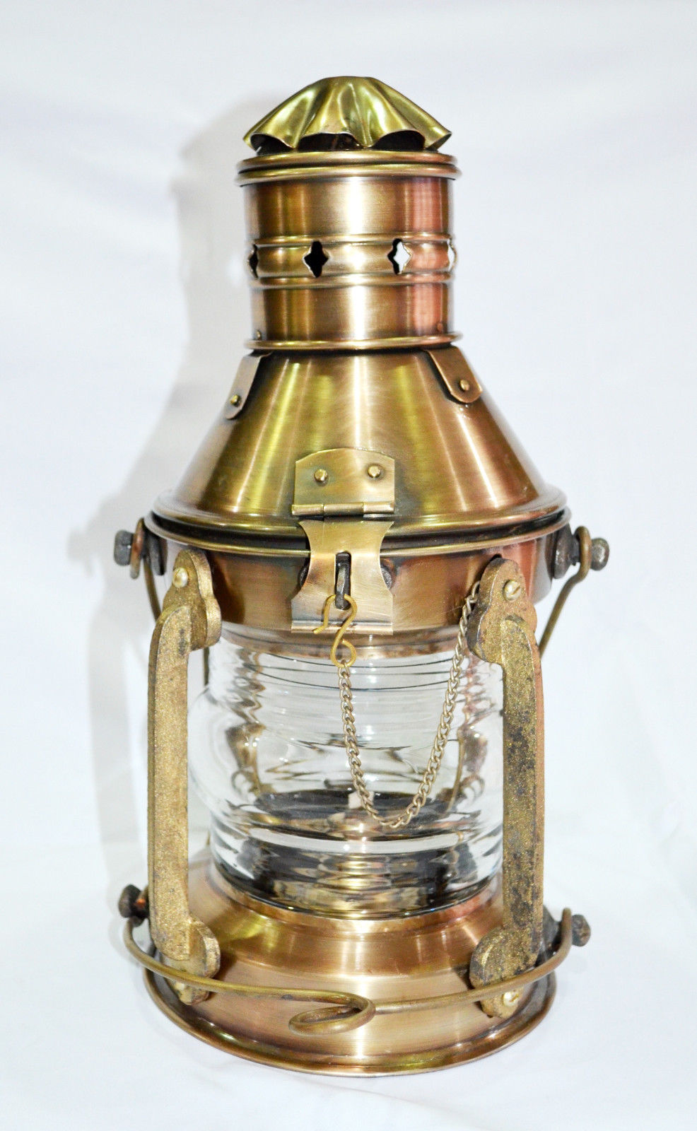 15" ANTIQUE BRASS LIGHTHOUSE LANTERN SHIP LAMP MARITIME NAUTICAL HOME DECOR