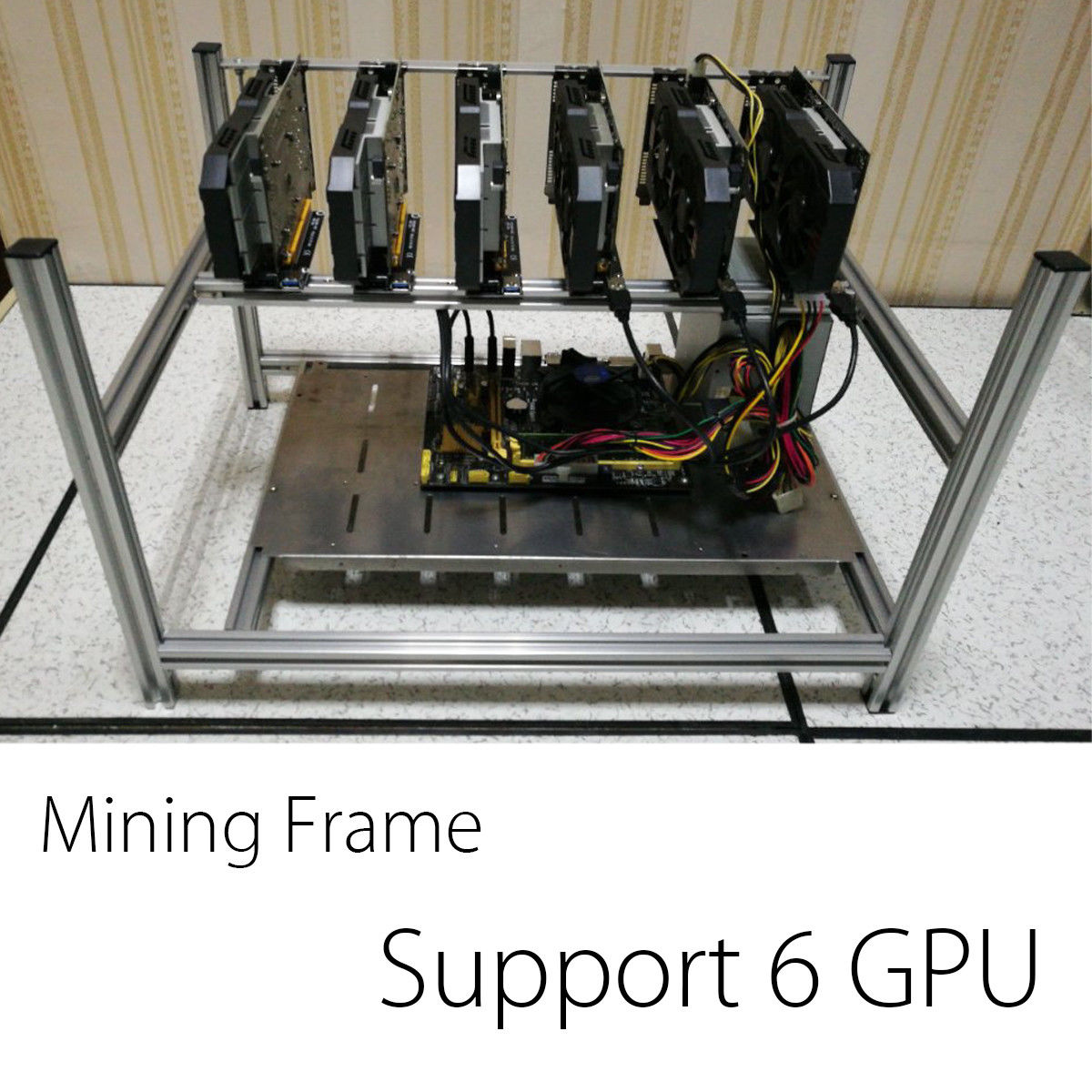 Aluminum Open Air Mining Miner Frame Case Up For 6 GPU Crypto ETH Ethereum ZCash