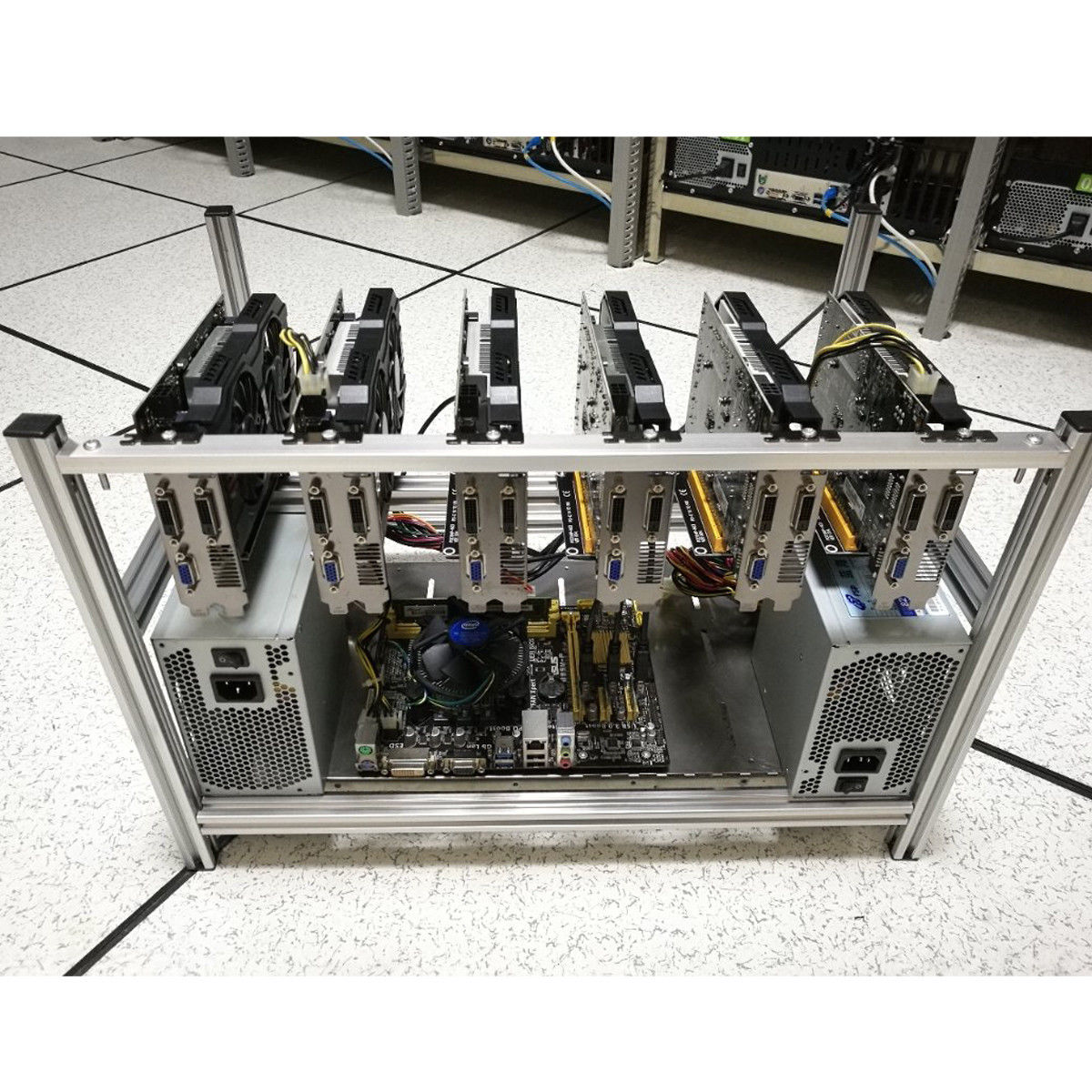 Aluminum Open Air Mining Miner Frame Case Up For 6 GPU Crypto ETH Ethereum ZCash