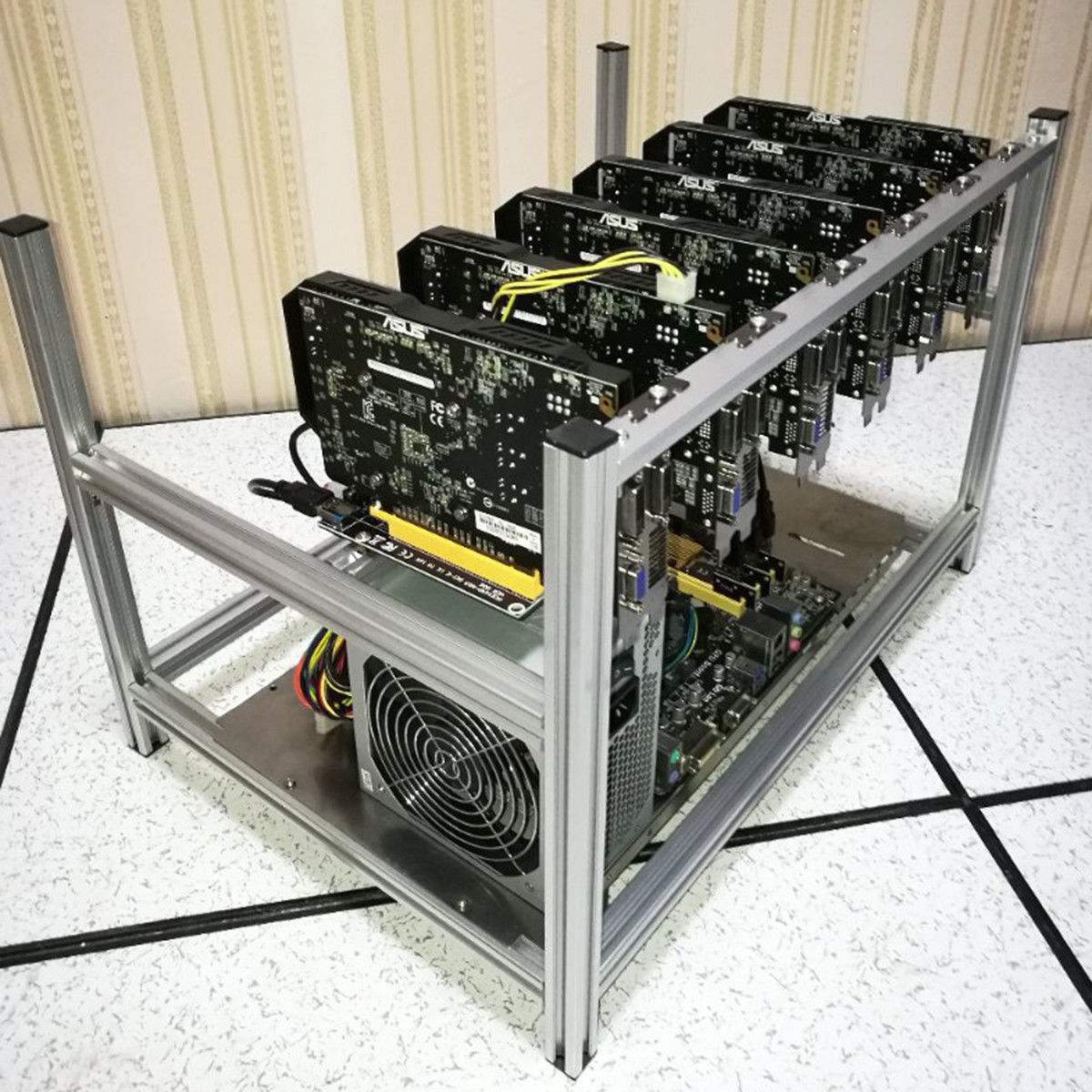 Aluminum Open Air Mining Miner Frame Case Up For 6 GPU Crypto ETH Ethereum ZCash