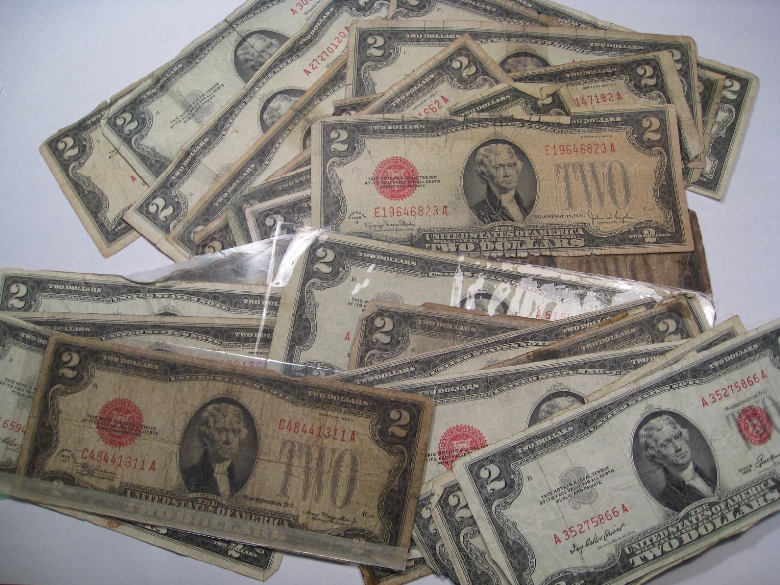 28 Rags $2 Red Seal US Notes. 1928, 1953 & 1963.  #6